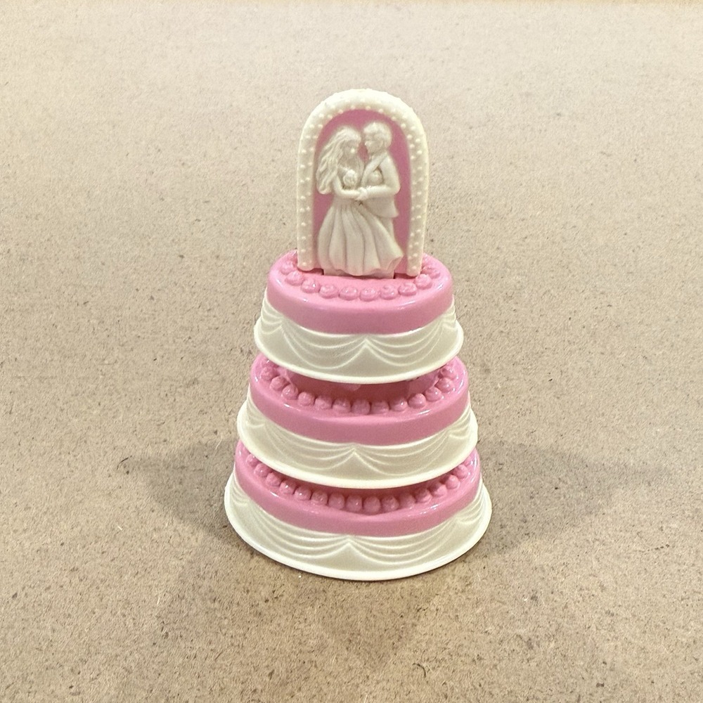 Vintage Mattel Barbie Ken Wedding Tiered Cake Pink 1989 Retro Play Toy Arco